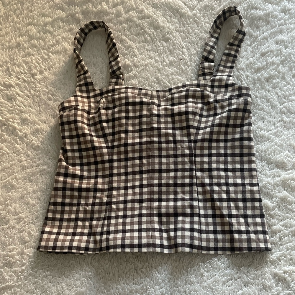 NWT Abercrombie & Fitch Sweetheart Corset Brown Plaid